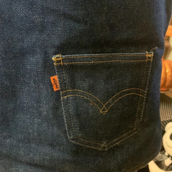 Vintage LEVI'S Jean Vest Denim Sherpa Lined Orange Tab Snap Up Western Large - Picture 3 of 9